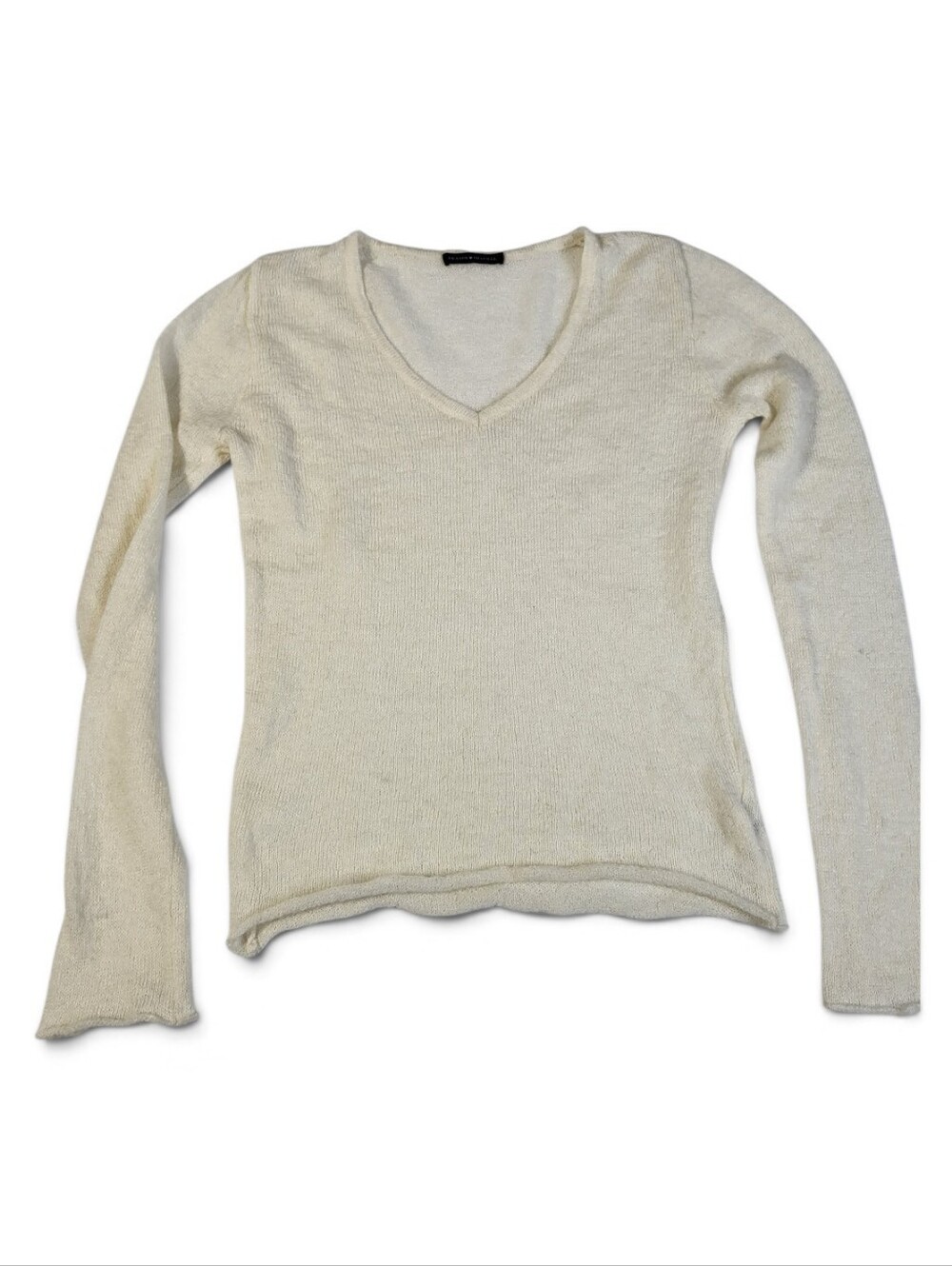 Brandy Melville Mohair Blend V Neck Sweater Long Sleeve Cream Women's